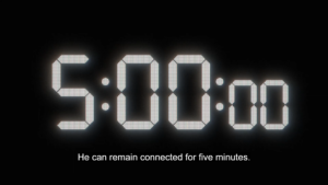 Timer showing 5 minutes, representing the duration Yuta Okkotsu can remain connected with Rika in Jujutsu Kaisen Episode 12 - Too Lazy Panda