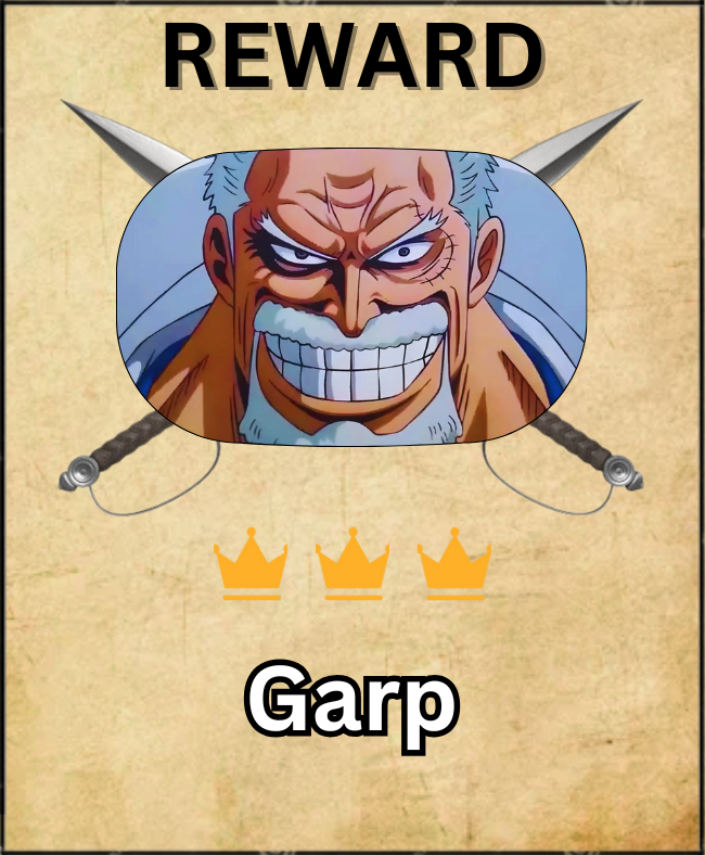 One Piece marine wanted poster featuring Vice Admiral Monkey D. Garp - Too Lazy Panda