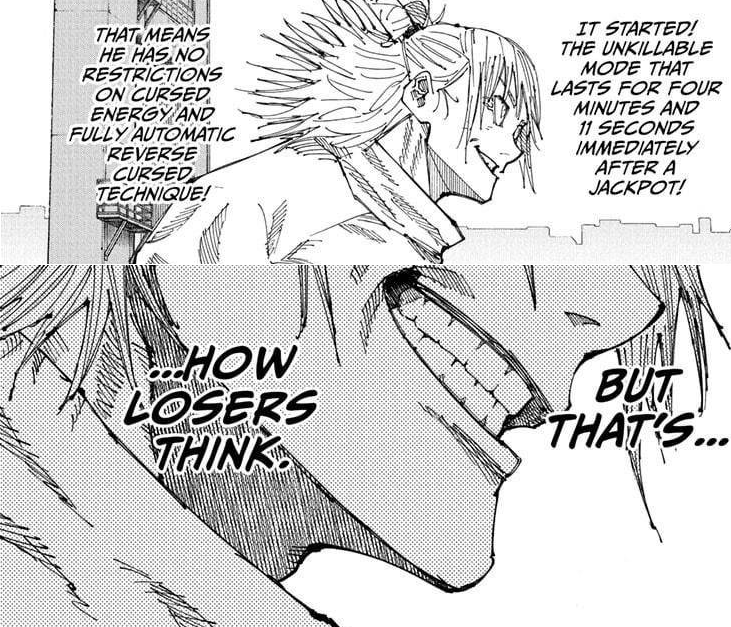Hajime Kashimo explaining Kinji Hakari’s Domain and thinking “that’s how losers think” in Jujutsu Kaisen manga - Too Lazy Panda