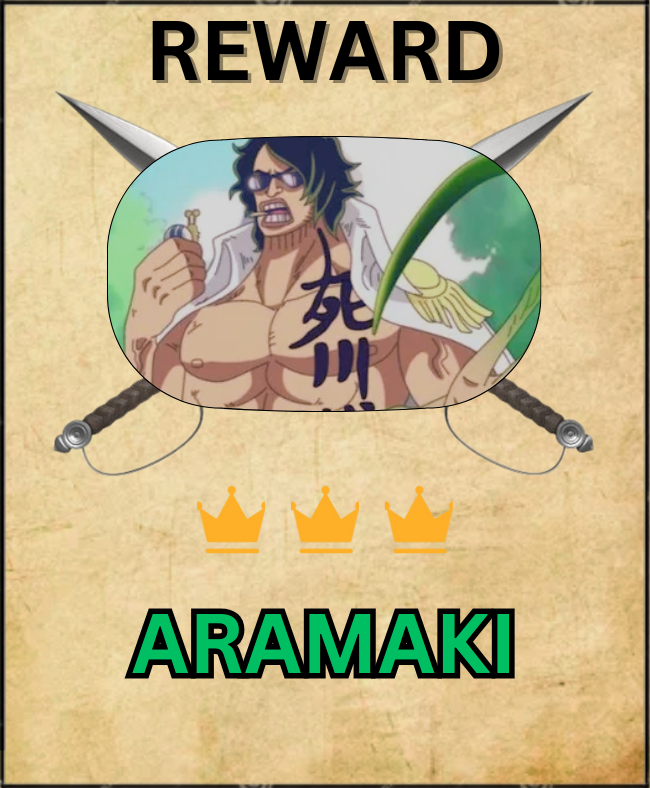 One Piece marine wanted poster featuring Admiral Ryokugyo (Aramaki) - Too Lazy Panda