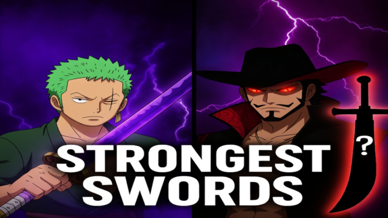Featured image for the post All Swords in One Piece - Ranked & Explained showing Zoro and Mihawk - Too Lazy Panda