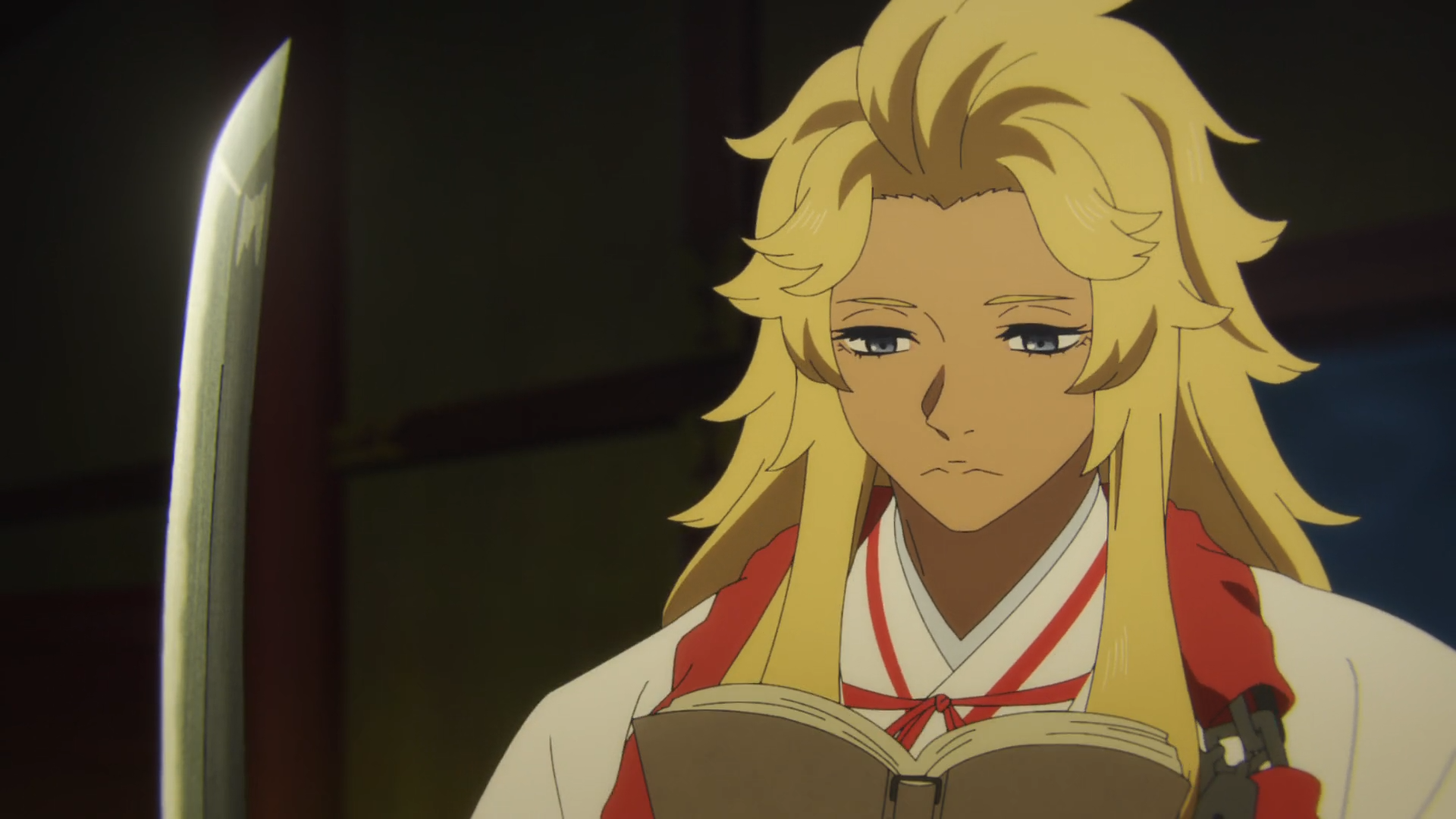 Isuzu reading about Yuzuriha in her notebook in Hell’s Paradise Episode 12 - Too Lazy Panda