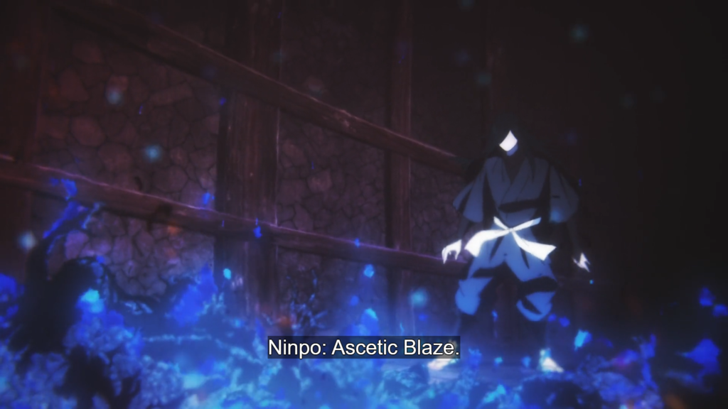 Shija using Ninpo Ascetic Blaze technique in Hell’s Paradise Episode 12 - Too Lazy Panda