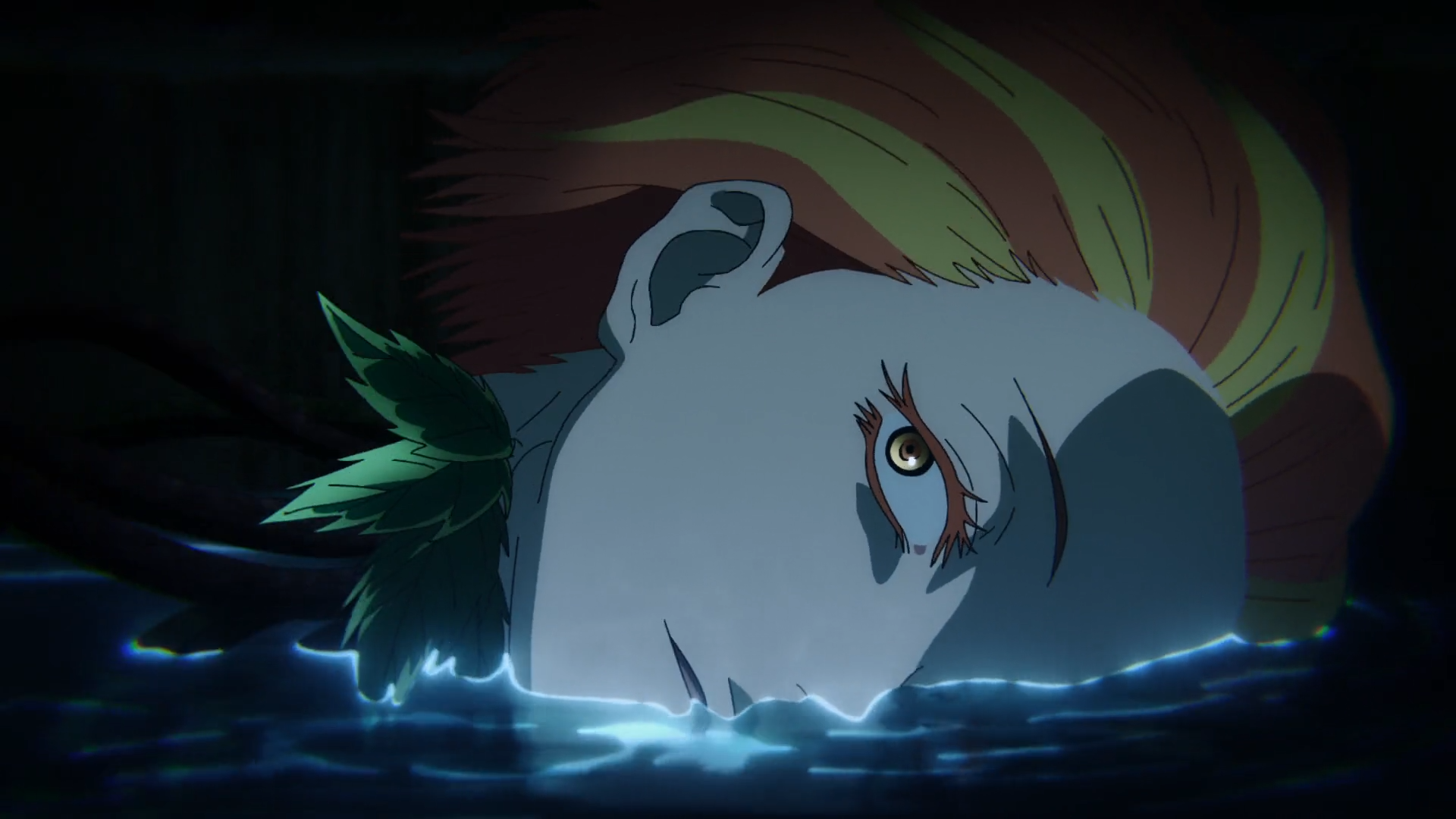 Close-up of Zhu Jin’s head in Hell’s Paradise Episode 12 - Too Lazy Panda