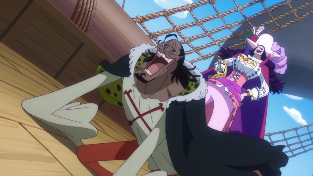 Catarina Devon and Caribou standing together aboard the Blackbeard crew’s ship - Too Lazy Panda