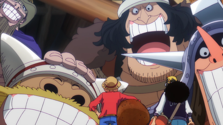 Luffy and Usopp celebrate with the giants at a banquet - Too Lazy Panda