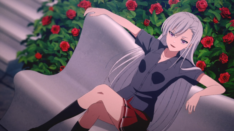 Fūka Kiryūin standing confidently with a composed expression during her introduction scene in a school setting – Too Lazy Panda