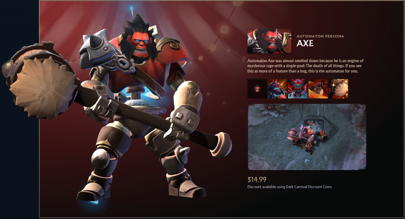 Automaton Axe Persona Dark Carnival Dota 2 mechanical redesign - Too Lazy Panda