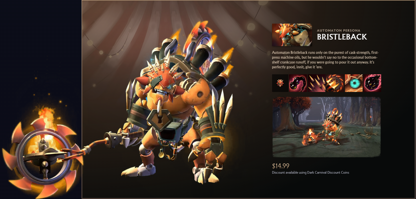 Automaton Bristleback Persona Dark Carnival Dota 2 mechanical redesign - Too Lazy Panda