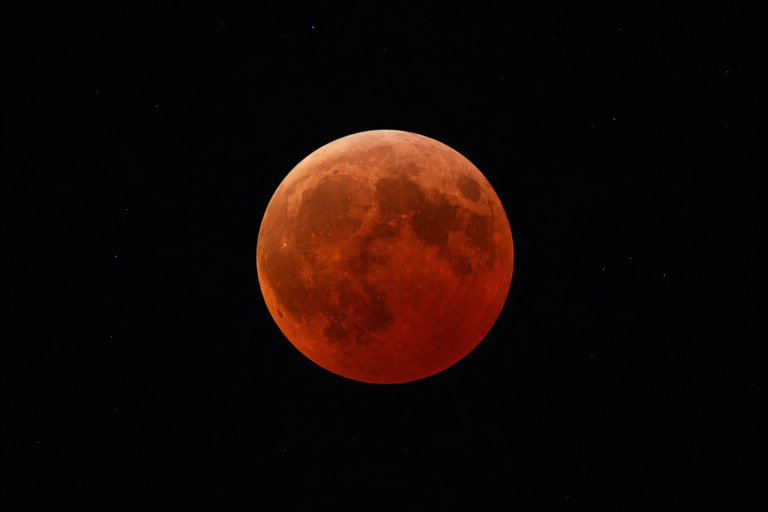 Red Moon during a total lunar eclipse representing what is a Blood Moon - Too Lazy Facts