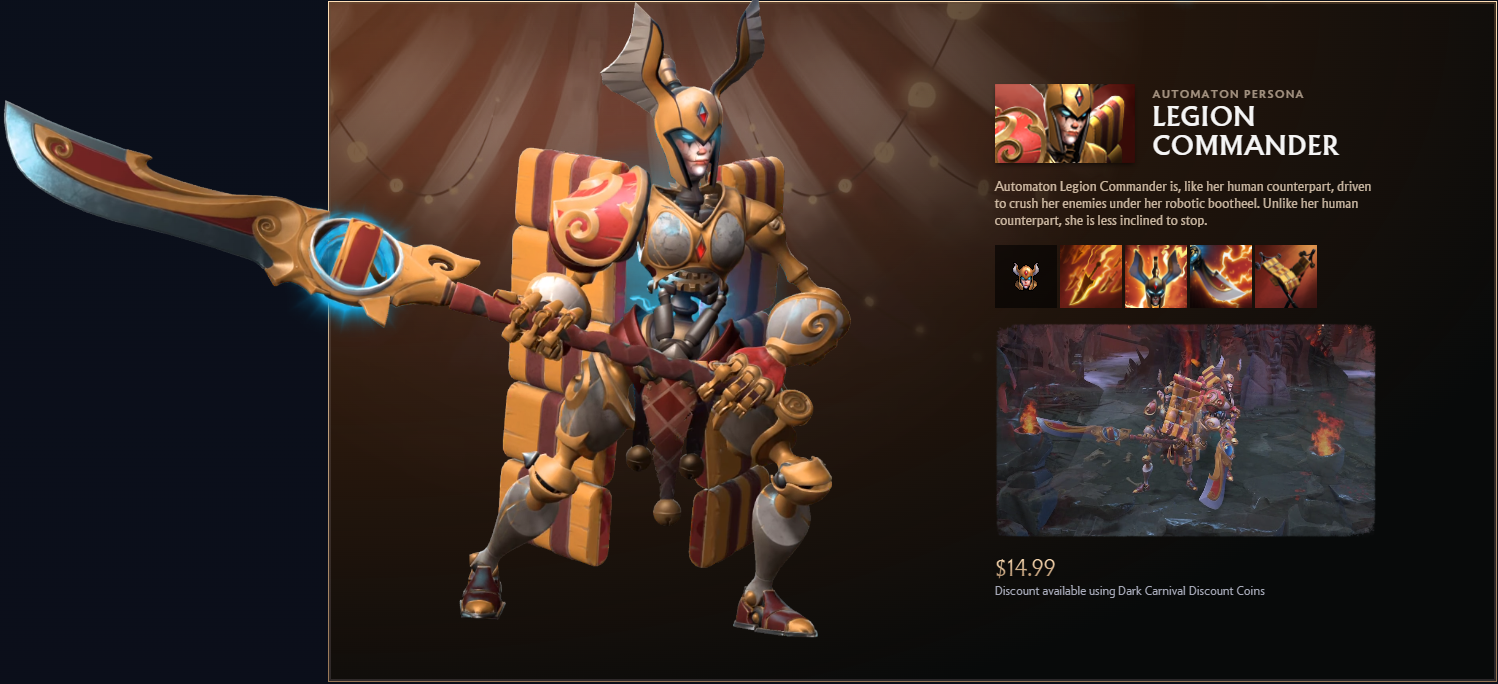 Automaton Legion Commander Persona Dark Carnival Dota 2 mechanical redesign - Too Lazy Panda