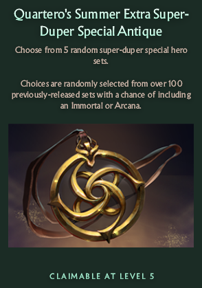 Quartero’s Curios Summer 2026 Extra Super Duper Special Antique reward in Dota 2 event progression – Too Lazy Panda