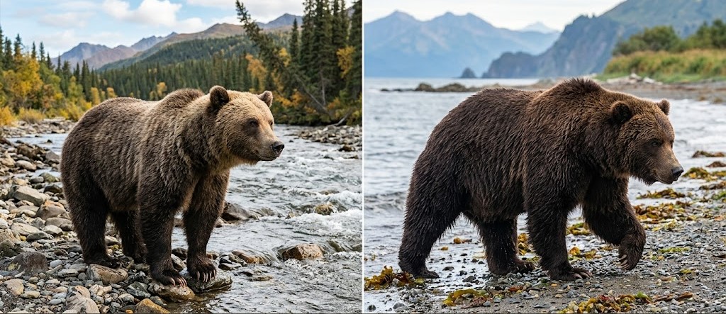 grizzly bear and kodiak bear comparison side by side - Too Lazy Facts