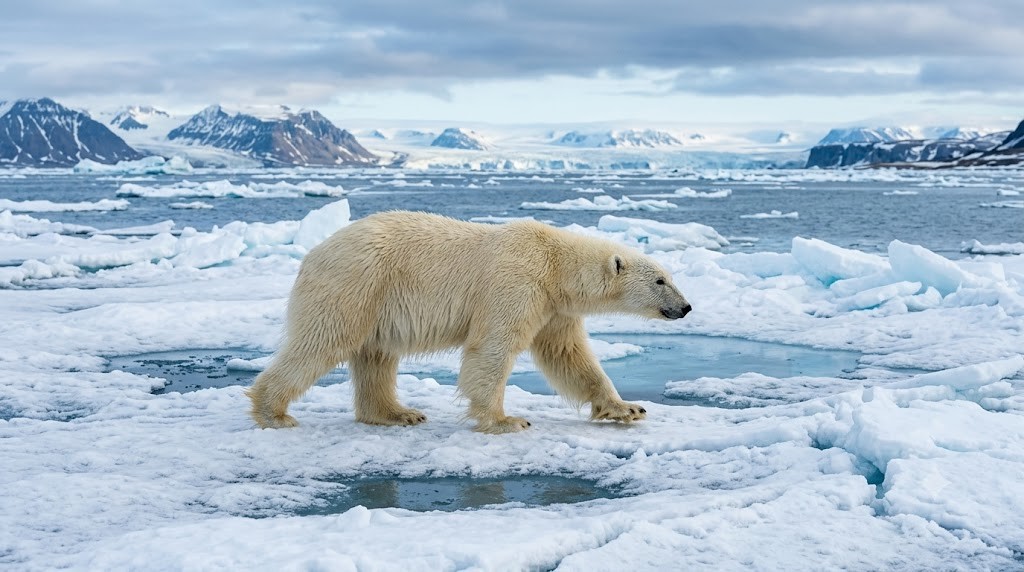 polar bear walking on Arctic ice - Too Lazy Facts