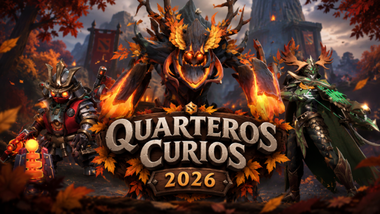 Quartero’s Curios Fall 2026 Dota 2 featured sets showing Clockwerk Chronoforge Shogun, Windranger Hartwarden, and Treant Protector Wraithwood Revenant – Too Lazy Panda