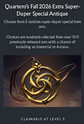 Quartero’s Curios Fall 2026 Extra Super Duper Special Antique reward in Dota 2 event progression – Too Lazy Panda