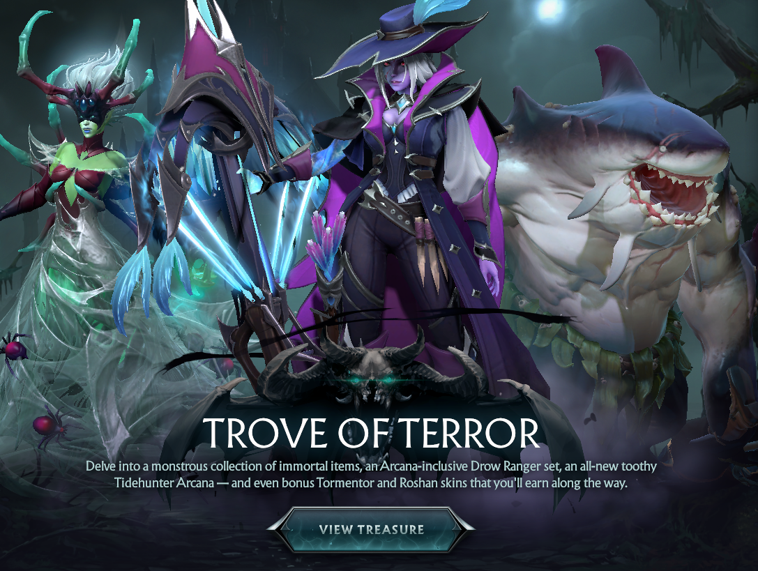 Dota 2 Trove of Terror treasure featuring new Tidehunter Arcana
